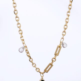 Green Emirlad with crystals gold plated chain